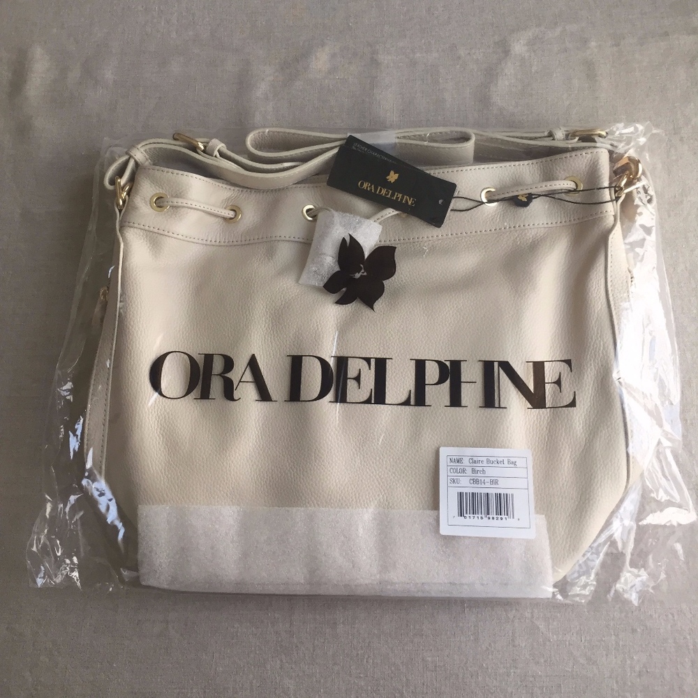 Ora Delphine Cream Claire Bucket Bag New with Tags